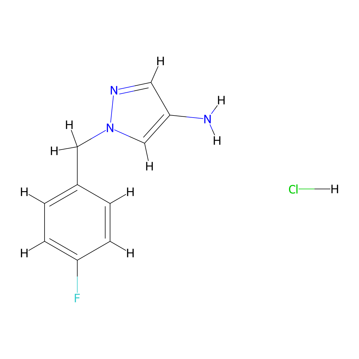 1-(4-Fluorobenzyl)-1H-pyrazol-4-amine hydrochloride molecular structure, CAS 1018446-57-5