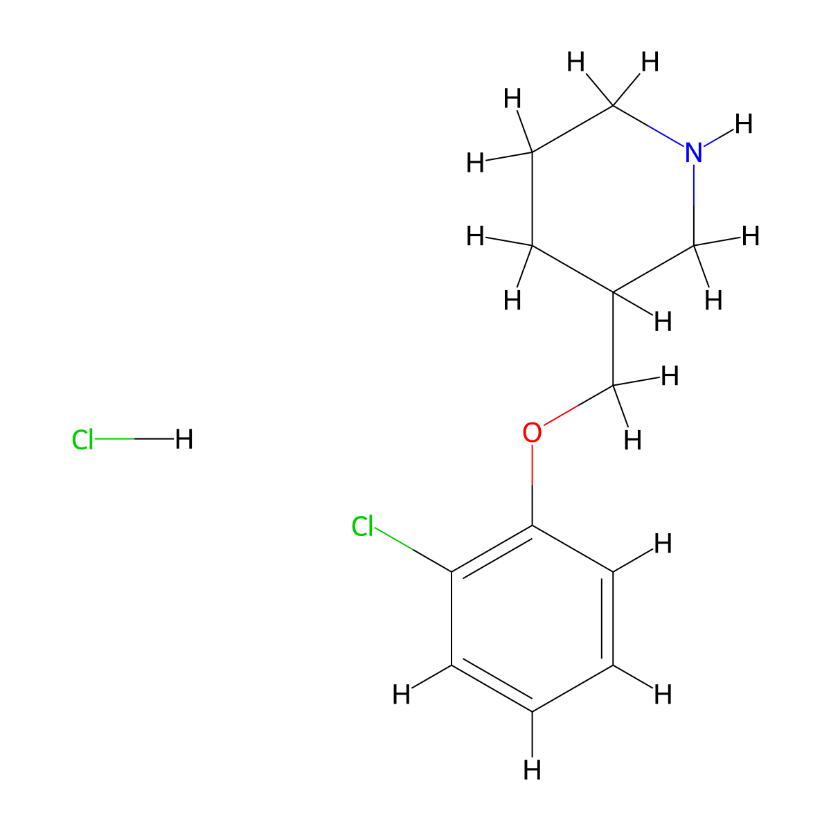 3-[(2-Chlorophenoxy)methyl]piperidine hydrochloride molecular structure, CAS 1018446-64-4