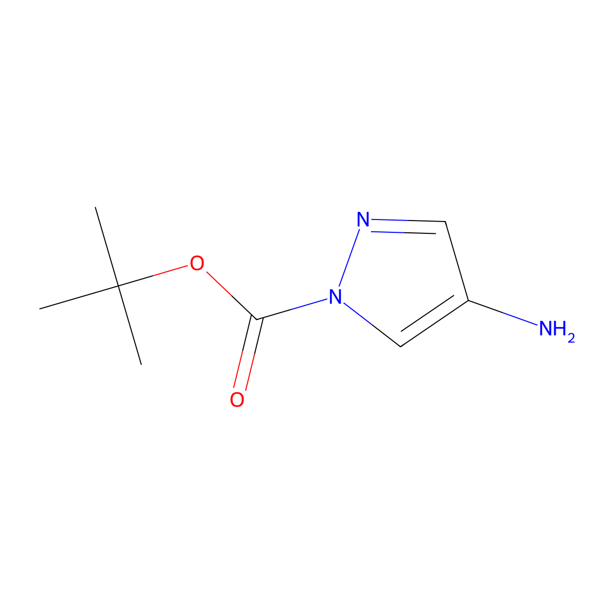 tert-butyl 4-amino-1H-pyrazole-1-carboxylate molecular structure, CAS 1018446-95-1