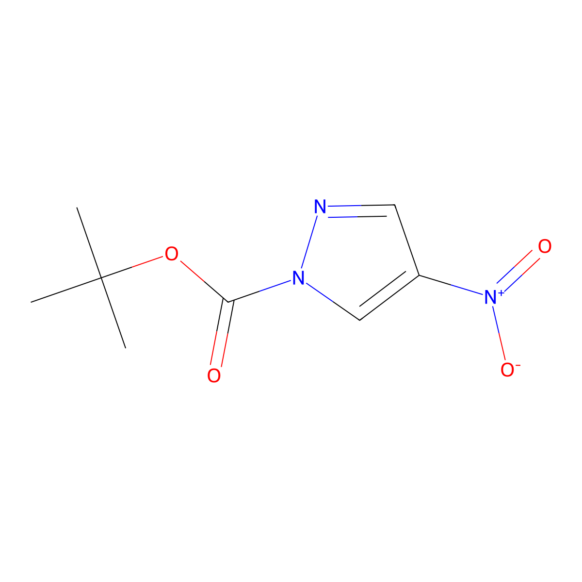 tert-butyl 4-nitro-1H-pyrazole-1-carboxylate molecular structure, CAS 1018446-96-2