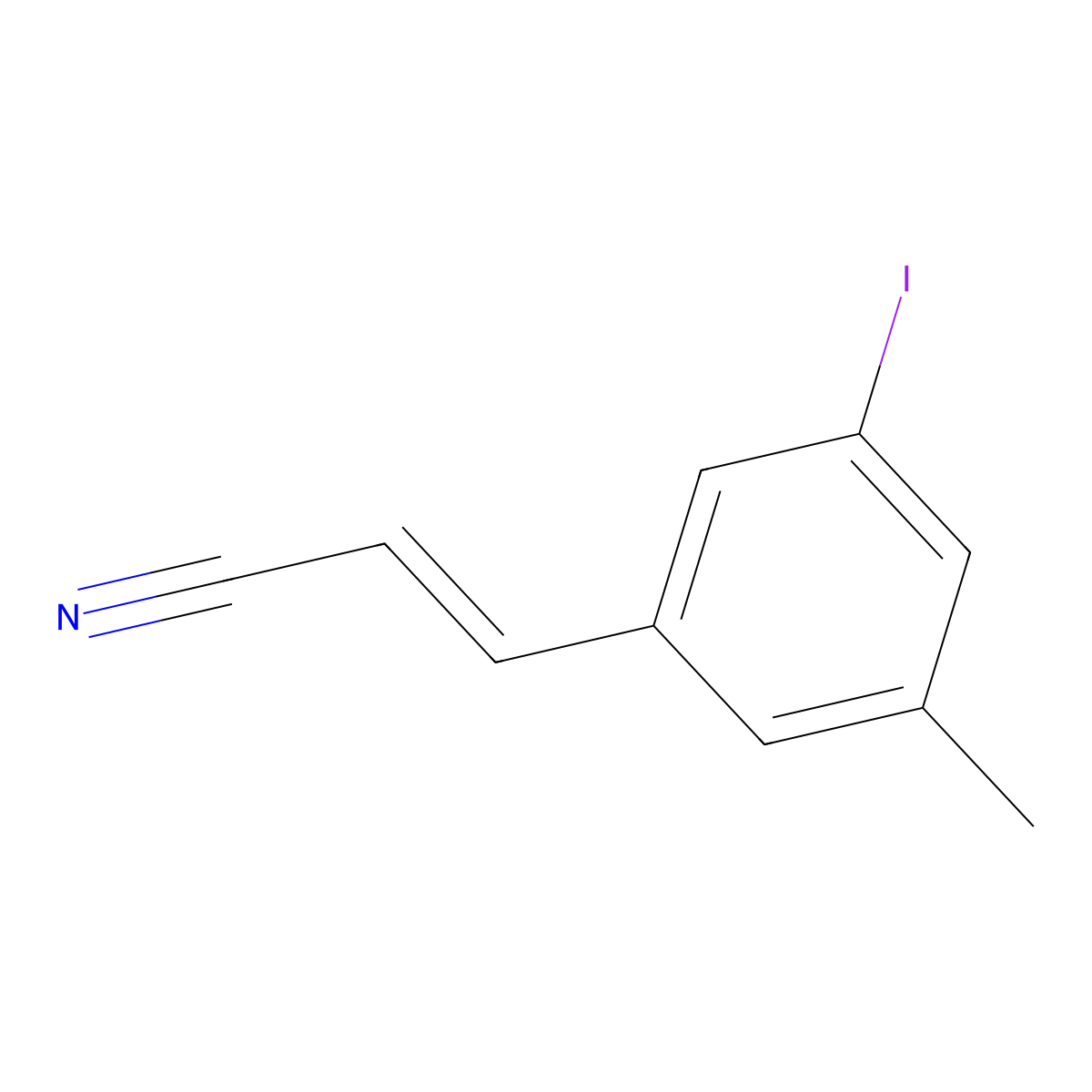 (2E)-3-(3-Iodo-5-methylphenyl)prop-2-enenitrile molecular structure, CAS 1018450-07-1