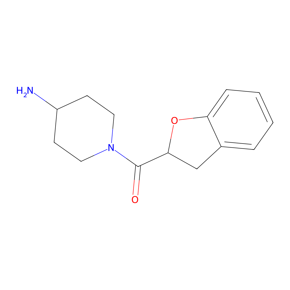 1-(2,3-Dihydro-1-benzofuran-2-carbonyl)piperidin-4-amine molecular structure, CAS 1018458-23-5