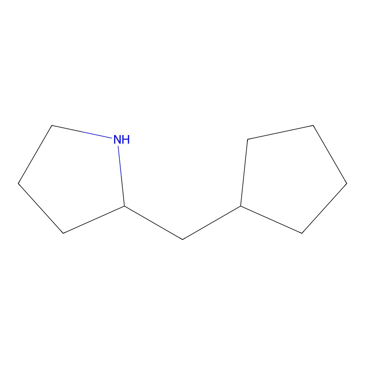 2-(Cyclopentylmethyl)pyrrolidine molecular structure, CAS 1018458-28-0