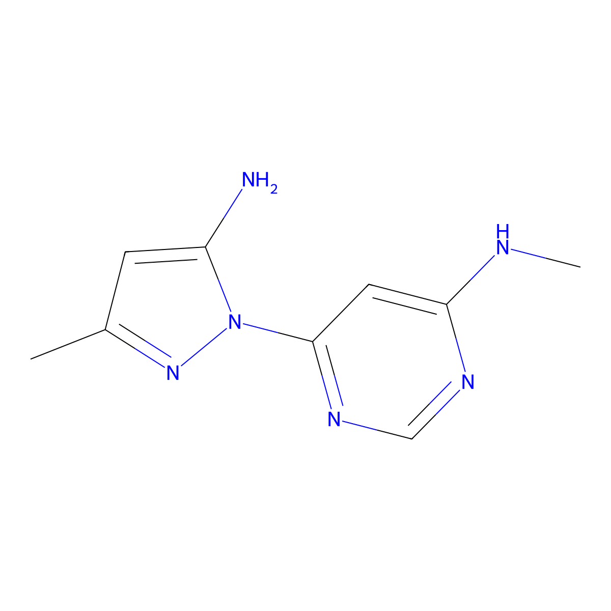 6-(5-amino-3-methyl-1H-pyrazol-1-yl)-N-methylpyrimidin-4-amine molecular structure, CAS 1018473-23-8