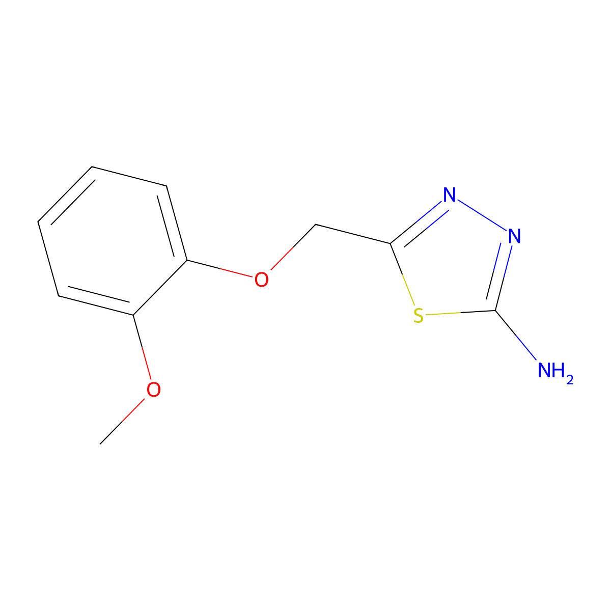 5-((2-Methoxyphenoxy)methyl)-1,3,4-thiadiazol-2-amine molecular structure, CAS 1018474-87-7