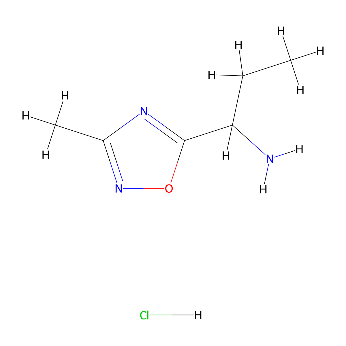[1-(3-Methyl-1,2,4-oxadiazol-5-YL)propyl]amine hydrochloride molecular structure, CAS 1018475-23-4