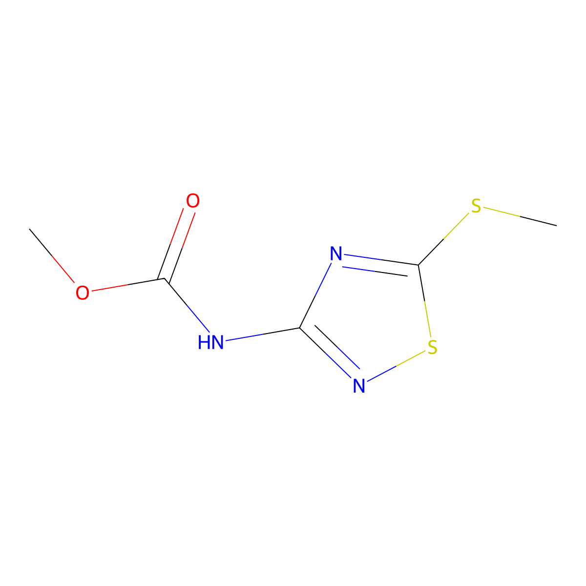 Methyl 5-methylthio-1,2,4-thiadiazol-3-ylcarbamate molecular structure, CAS 101848-19-5