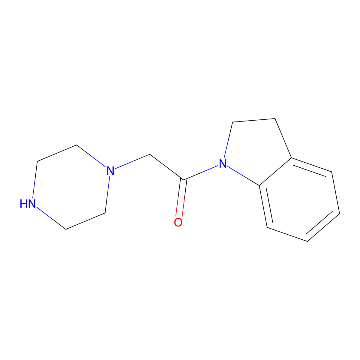1-(2,3-Dihydro-1H-indol-1-yl)-2-(1-piperazinyl)ethanone molecular structure, CAS 1018497-78-3