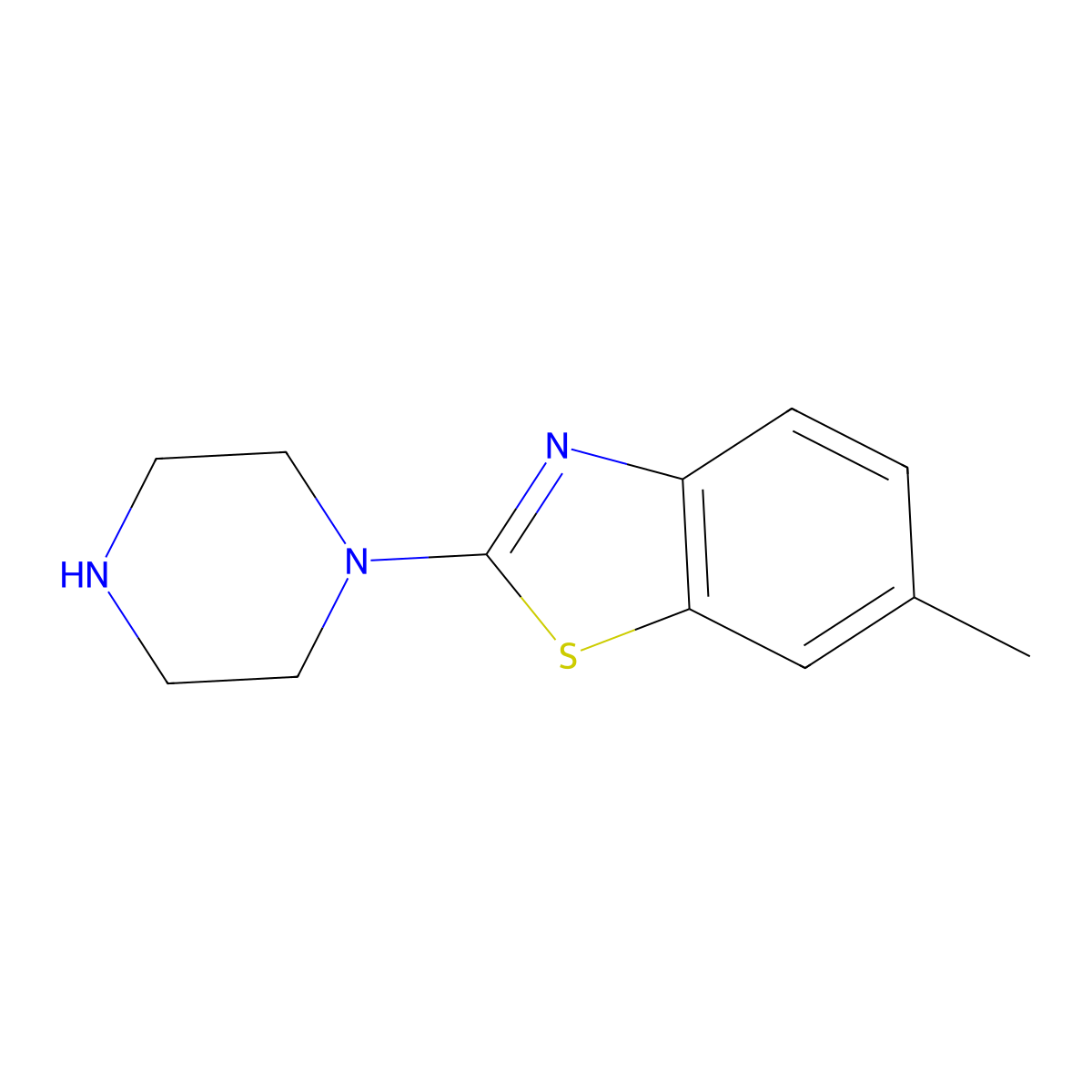 6-Methyl-2-piperazin-1-yl-1,3-benzothiazole molecular structure, CAS 1018498-61-7