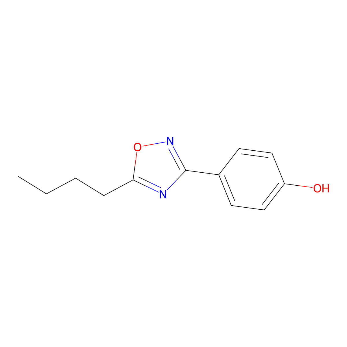 4-(5-Butyl-1,2,4-oxadiazol-3-yl)phenol molecular structure, CAS 10185-79-2