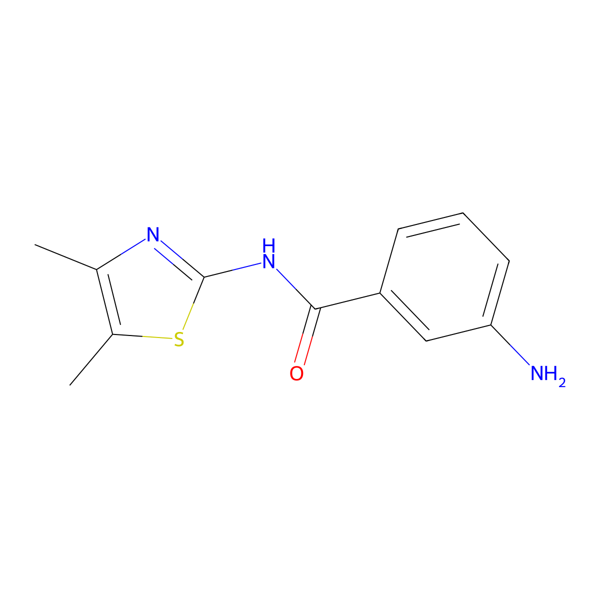 3-amino-N-(4,5-dimethylthiazol-2-yl)benzamide molecular structure, CAS 1018501-10-4