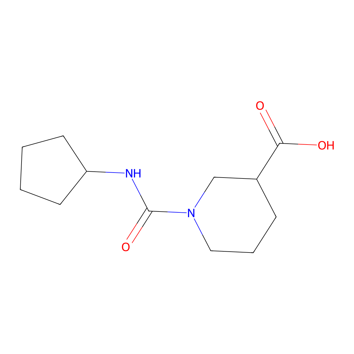 1-(Cyclopentylcarbamoyl)piperidine-3-carboxylic acid molecular structure, CAS 1018503-75-7