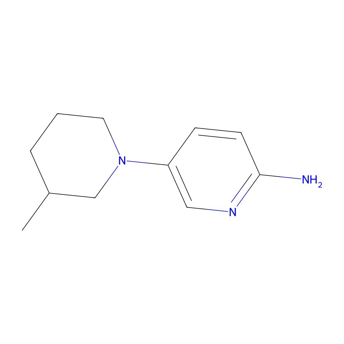 5-(3-Methylpiperidin-1-yl)pyridin-2-amine molecular structure, CAS 1018505-63-9