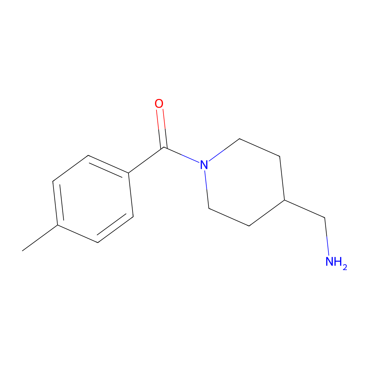 [4-(Aminomethyl)piperidin-1-yl](4-methylphenyl)methanone molecular structure, CAS 1018506-78-9