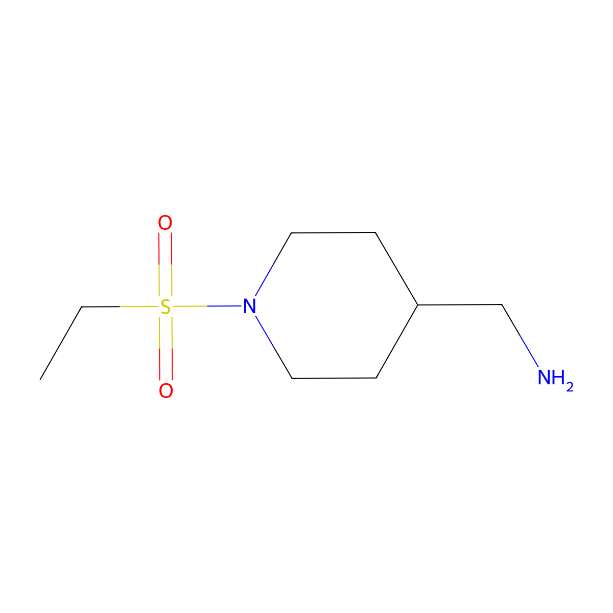 (1-(Ethylsulfonyl)piperidin-4-yl)methanamine molecular structure, CAS 1018507-23-7