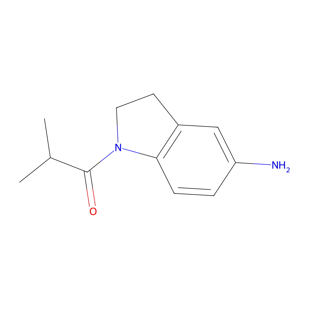 1-(5-amino-2,3-dihydro-1H-indol-1-yl)-2-methylpropan-1-one molecular structure, CAS 1018508-06-9