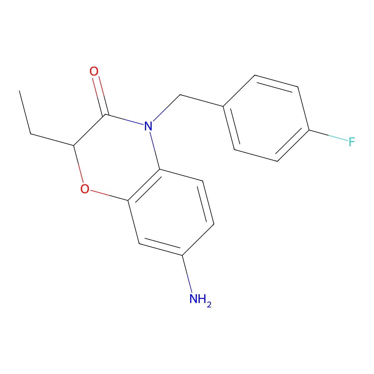 7-amino-2-ethyl-4-[(4-fluorophenyl)methyl]-3,4-dihydro-2H-1,4-benzoxazin-3-one molecular structure, CAS 1018509-50-6