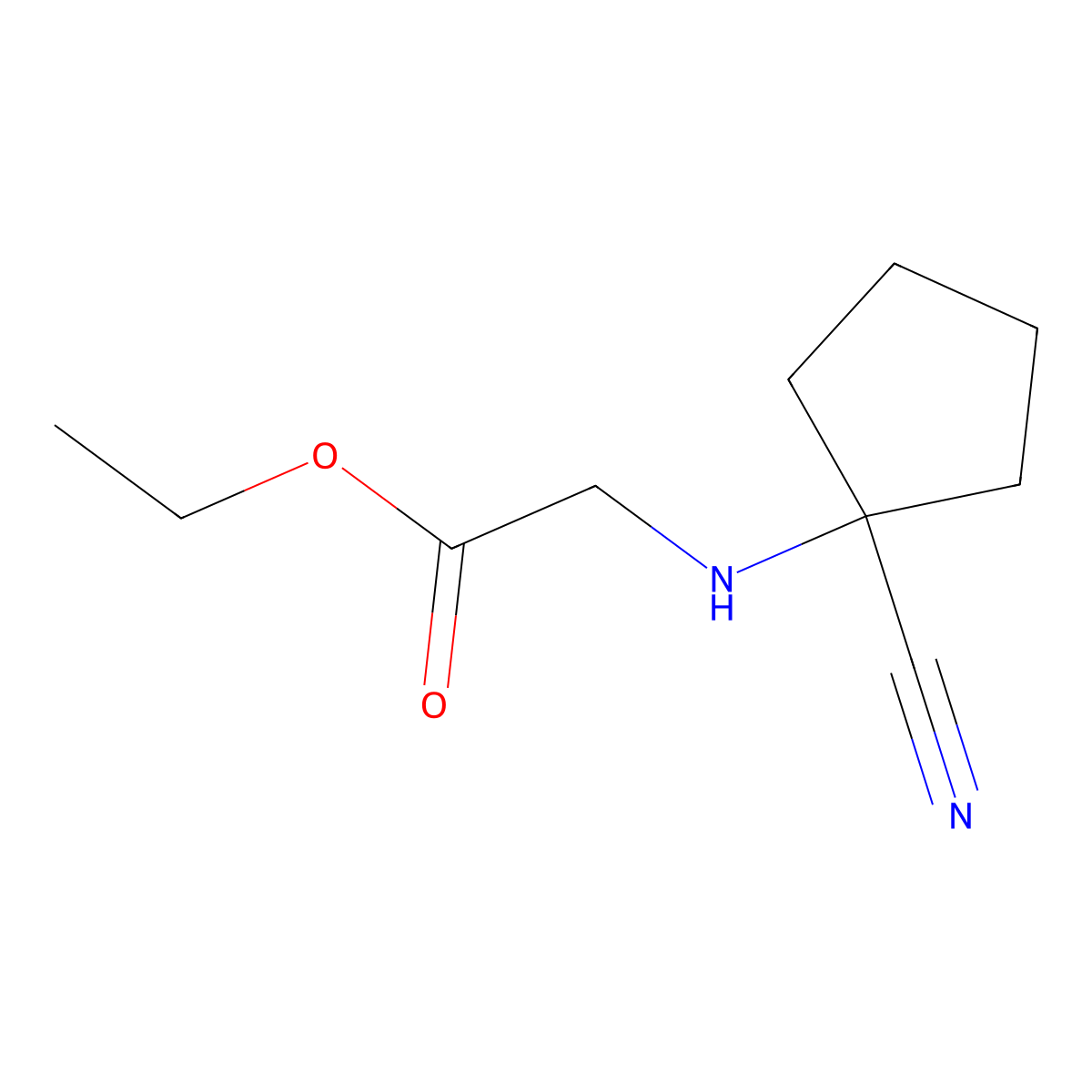 Ethyl 2-[(1-cyanocyclopentyl)amino]acetate molecular structure, CAS 1018513-63-7