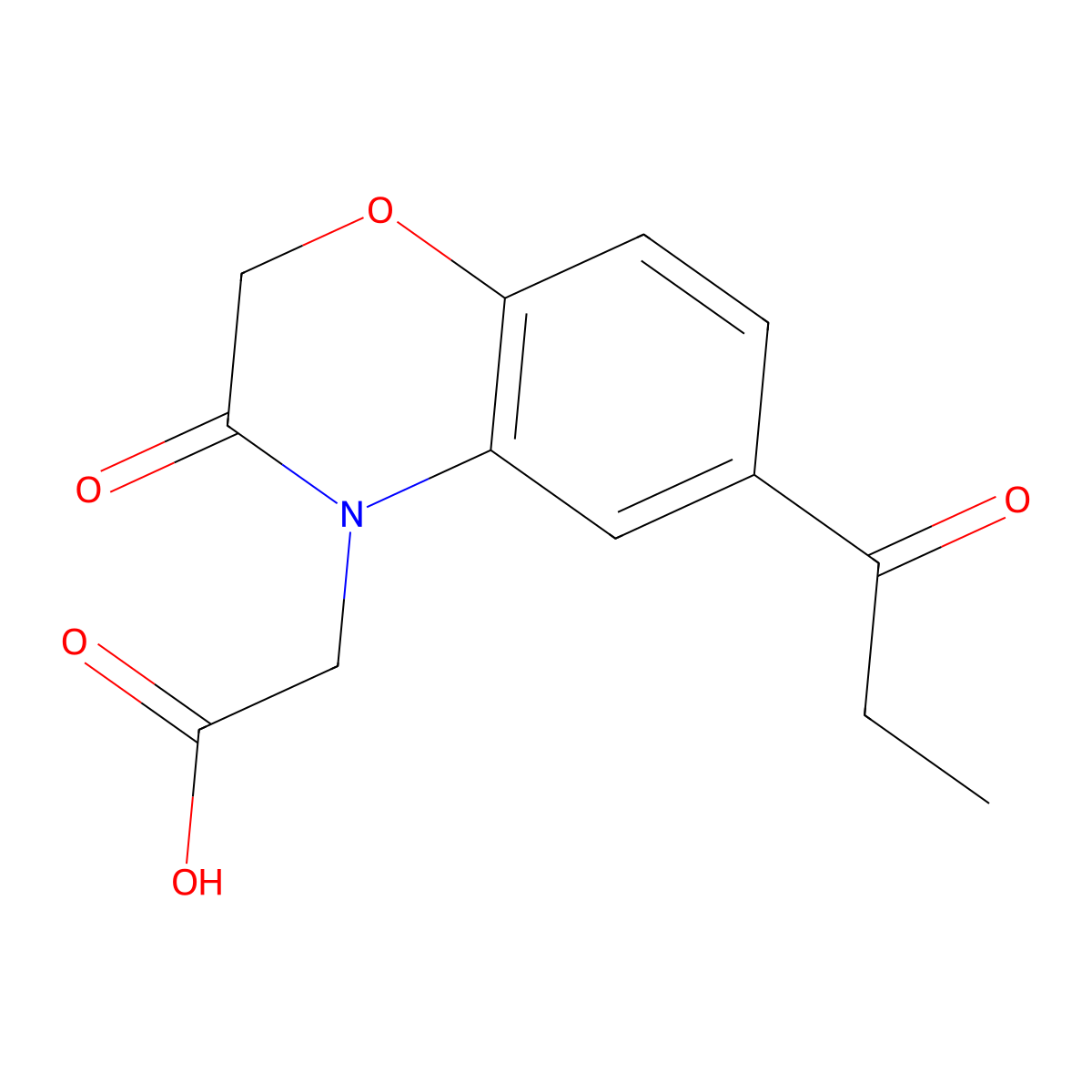 2-(3-oxo-6-propanoyl-3,4-dihydro-2H-1,4-benzoxazin-4-yl)aceticacid molecular structure, CAS 1018513-66-0