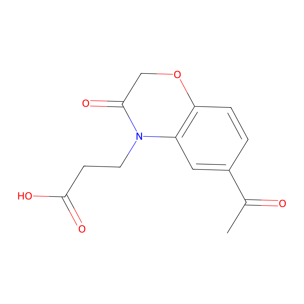 3-(6-acetyl-3-oxo-3,4-dihydro-2H-1,4-benzoxazin-4-yl)propanoic acid molecular structure, CAS 1018514-10-7