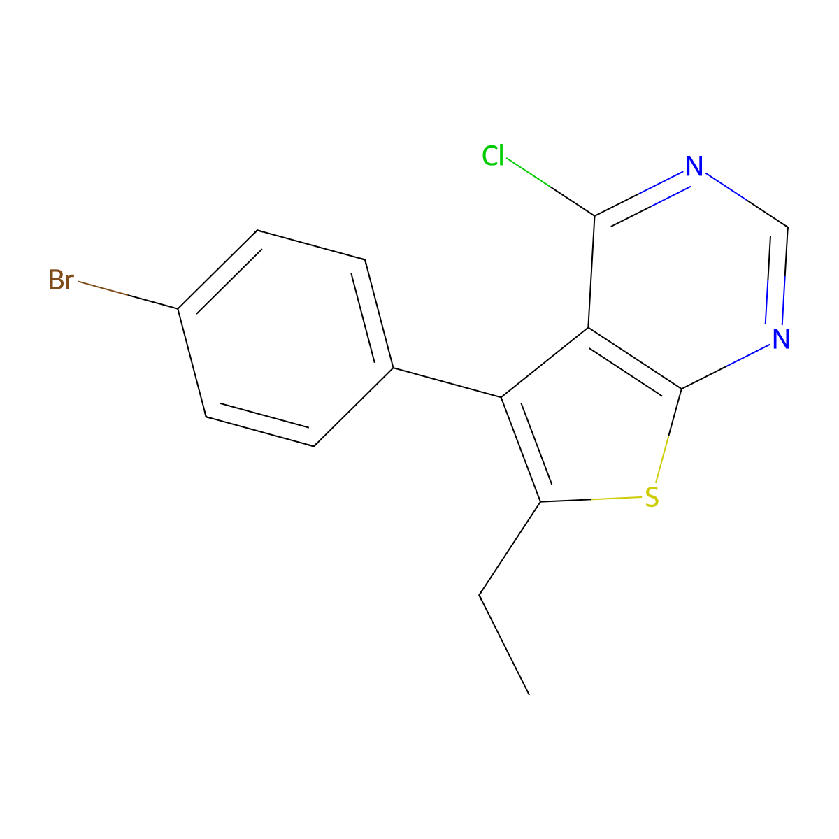 5-(4-Bromophenyl)-4-chloro-6-ethylthieno[2,3-d]pyrimidine molecular structure, CAS 1018515-02-0