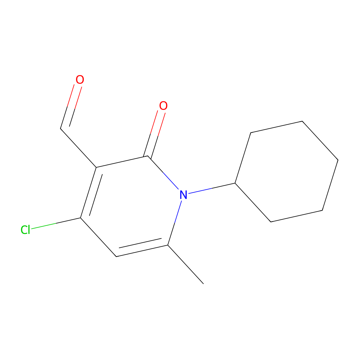 4-Chloro-1-cyclohexyl-6-methyl-2-oxo-1,2-dihydropyridine-3-carbaldehyde molecular structure, CAS 1018525-28-4