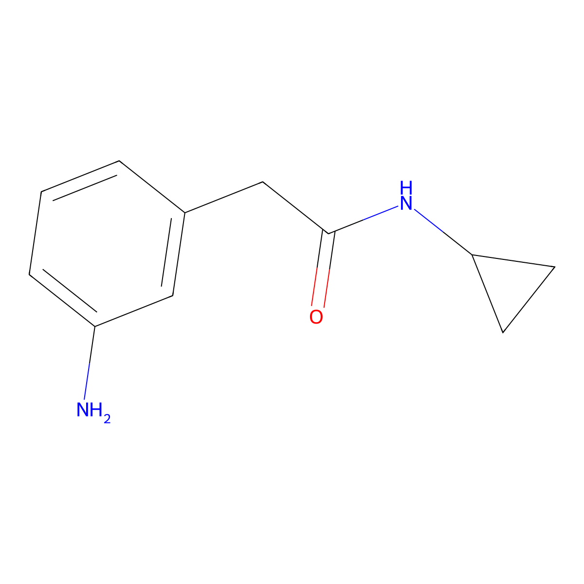 2-(3-aminophenyl)-N-cyclopropylacetamide molecular structure, CAS 1018525-62-6