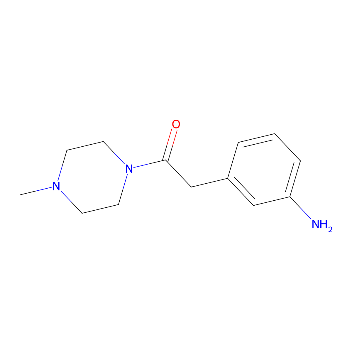 2-(3-Aminophenyl)-1-(4-methylpiperazin-1-yl)ethan-1-one molecular structure, CAS 1018525-88-6