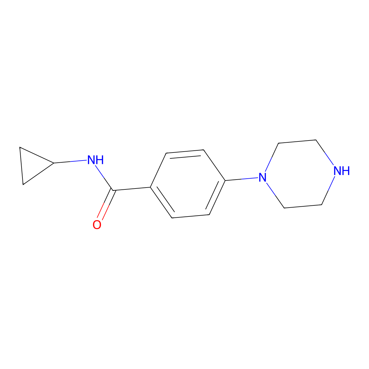 Benzamide, N-cyclopropyl-4-(1-piperazinyl)- molecular structure, CAS 1018529-73-1