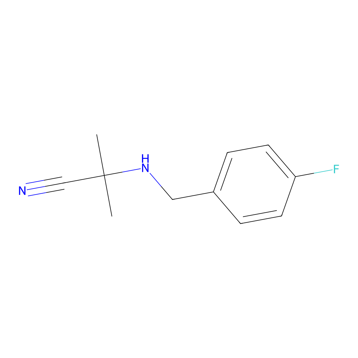 2-{[(4-Fluorophenyl)methyl]amino}-2-methylpropanenitrile molecular structure, CAS 1018539-78-0