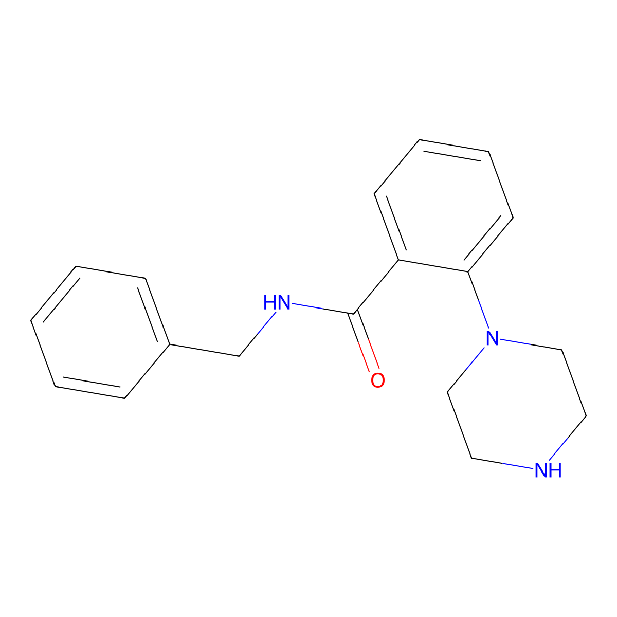 N-benzyl-2-(piperazin-1-yl)benzamide molecular structure, CAS 1018544-01-8