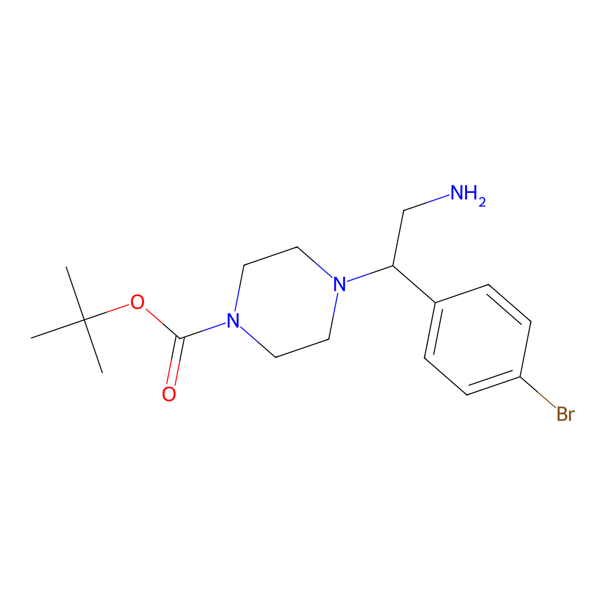 1-Boc-4-(2-amino-1-(4-bromophenyl)ethyl)piperazine molecular structure, CAS 1018544-60-9