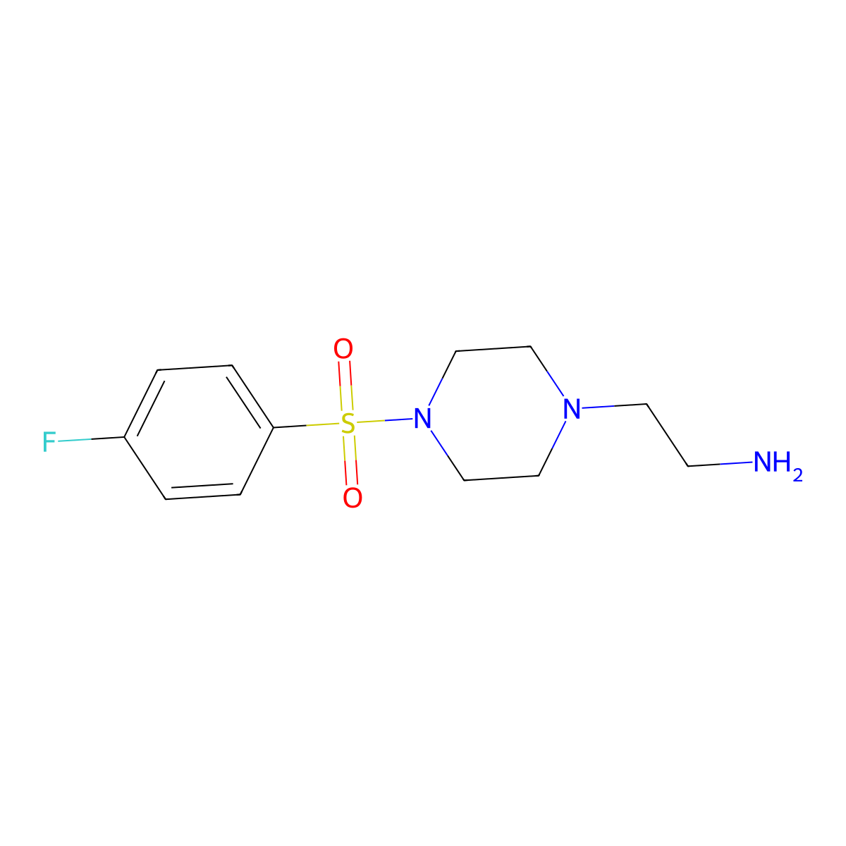 (2-(4-[(4-Fluorophenyl)sulfonyl]piperazin-1-YL)ethyl)amine molecular structure, CAS 1018552-82-3