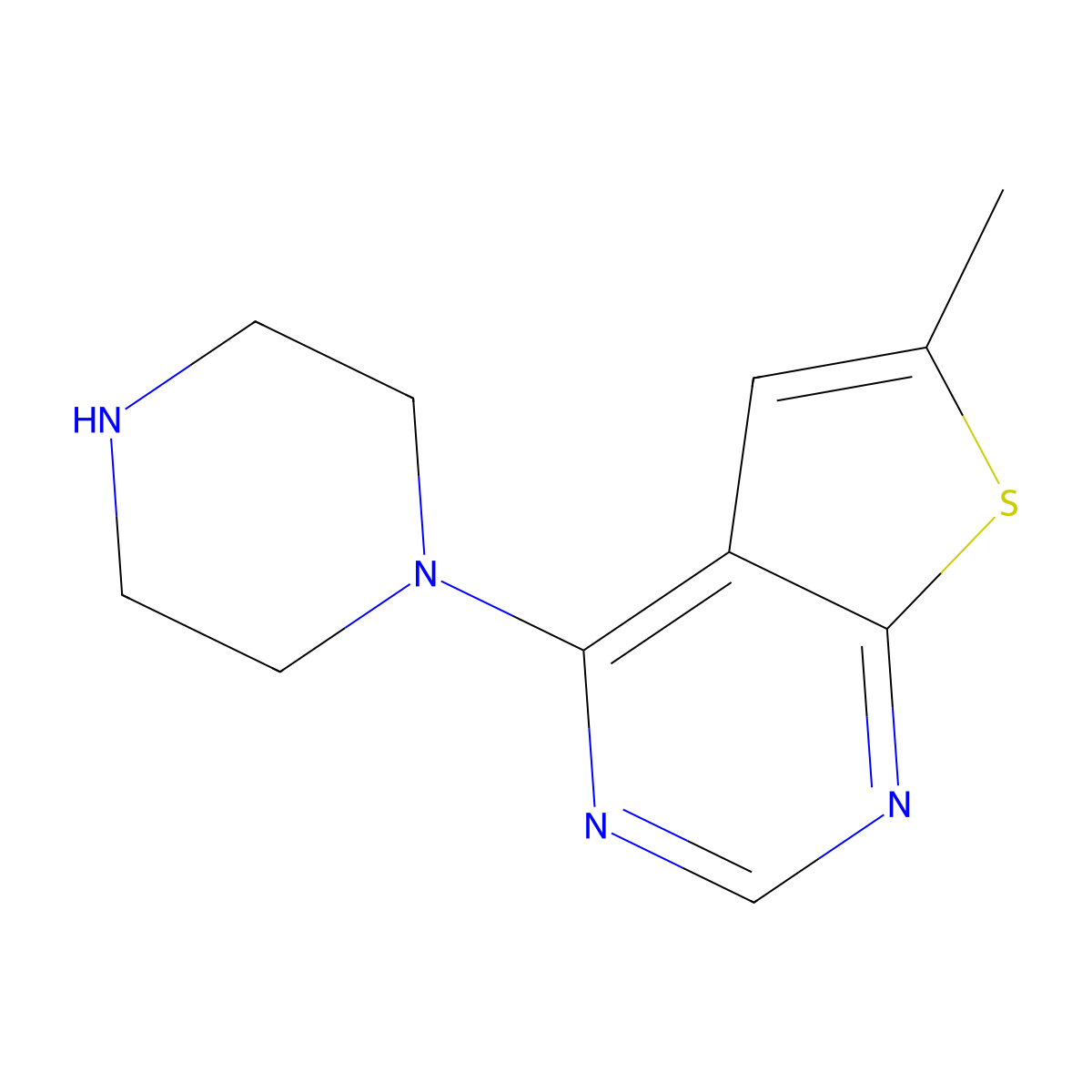 1-{6-Methylthieno[2,3-d]pyrimidin-4-yl}piperazine molecular structure, CAS 1018554-94-3