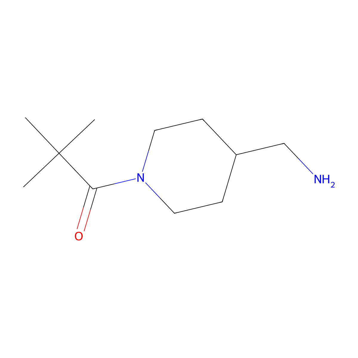 1-[4-(Aminomethyl)piperidin-1-yl]-2,2-dimethylpropan-1-one molecular structure, CAS 1018555-33-3