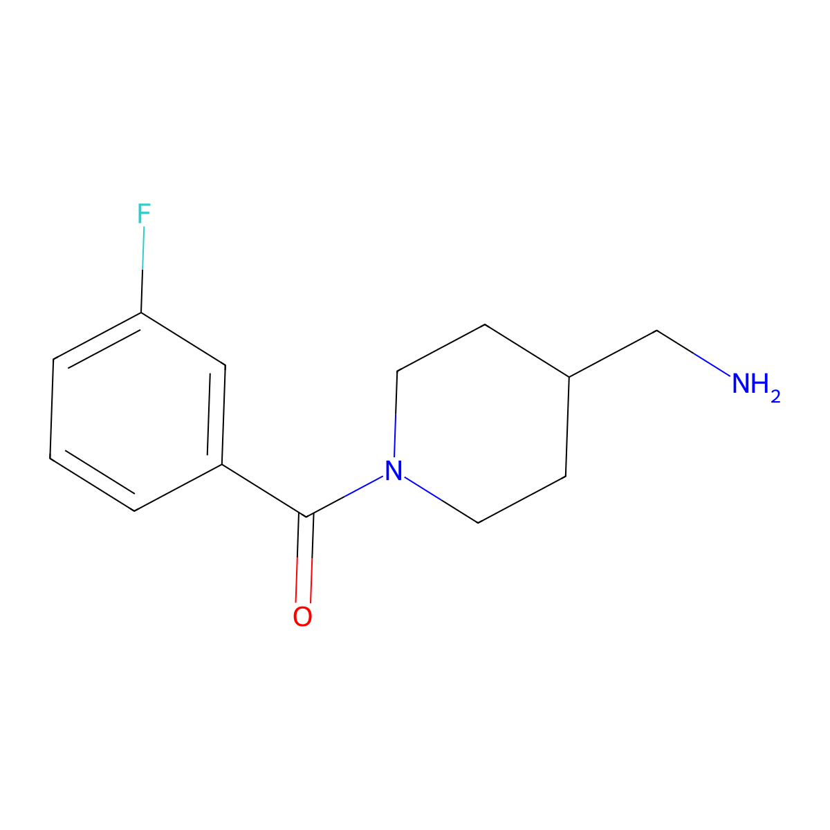 (4-(Aminomethyl)piperidin-1-yl)(3-fluorophenyl)methanone molecular structure, CAS 1018555-41-3