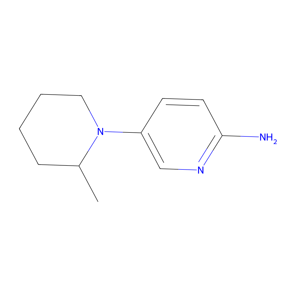 2-Amino-5-(2-methylpiperidin-1-YL)pyridine molecular structure, CAS 1018556-41-6