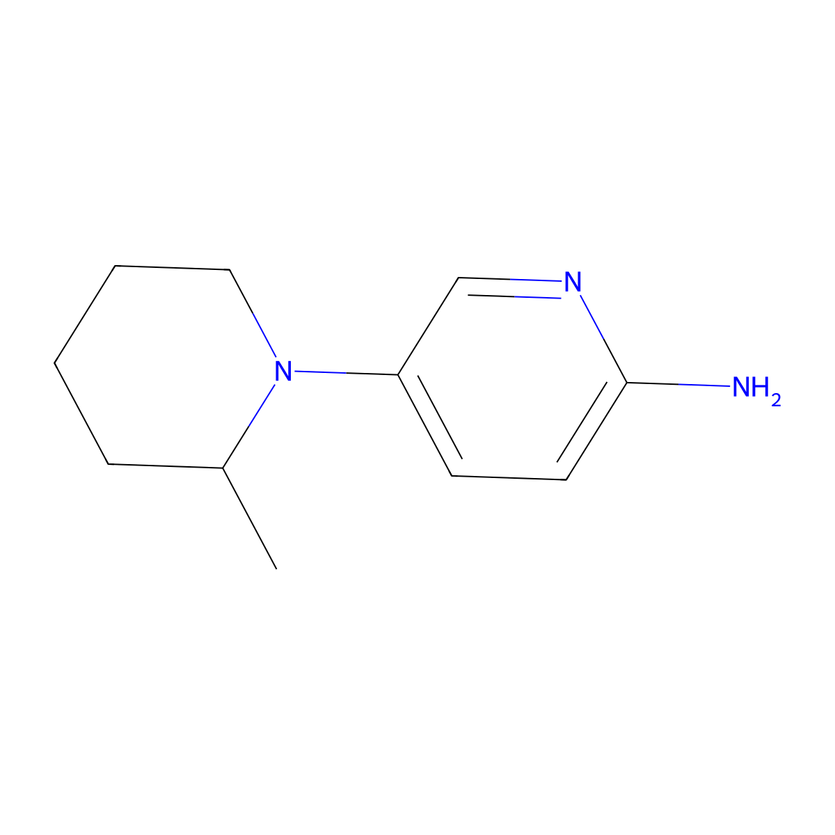2-Amino-5-(2-methylpiperidin-1-YL)pyridine molecular structure, CAS 1018556-41-6