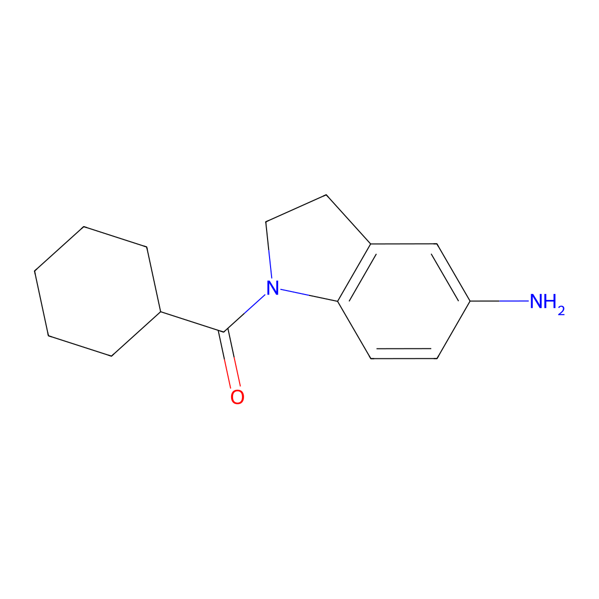 1-Cyclohexanecarbonyl-2,3-dihydro-1H-indol-5-amine molecular structure, CAS 1018559-32-4