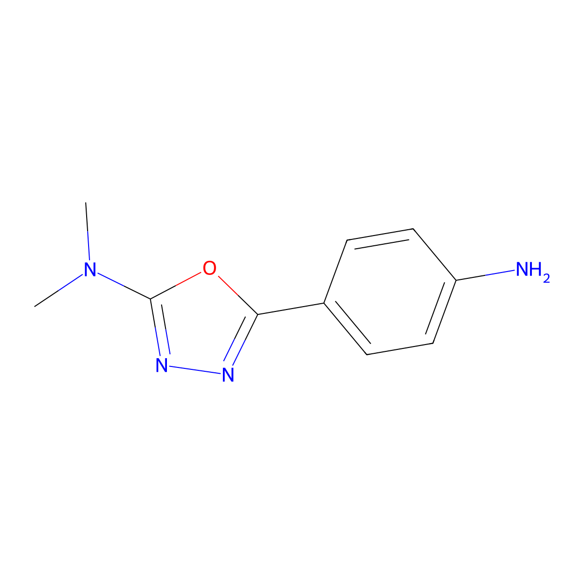 5-(4-aminophenyl)-N,N-dimethyl-1,3,4-oxadiazol-2-amine molecular structure, CAS 1018563-25-1