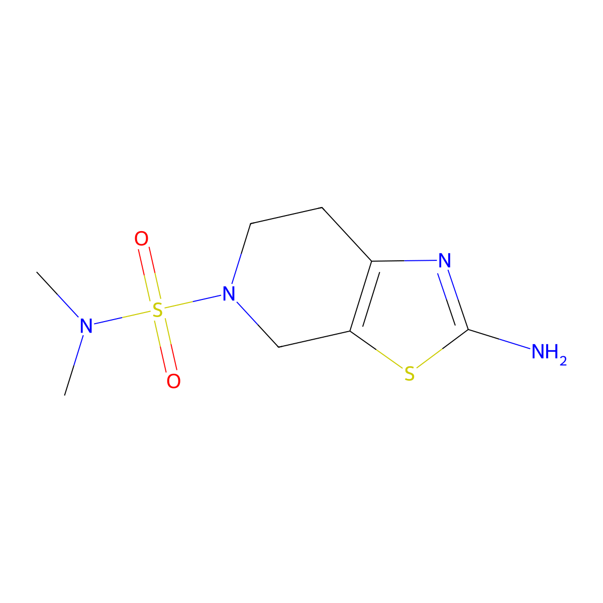 2-amino-N,N-dimethyl-6,7-dihydro[1,3]thiazolo[5,4-c]pyridine-5(4H)-sulfonamide molecular structure, CAS 1018567-59-3