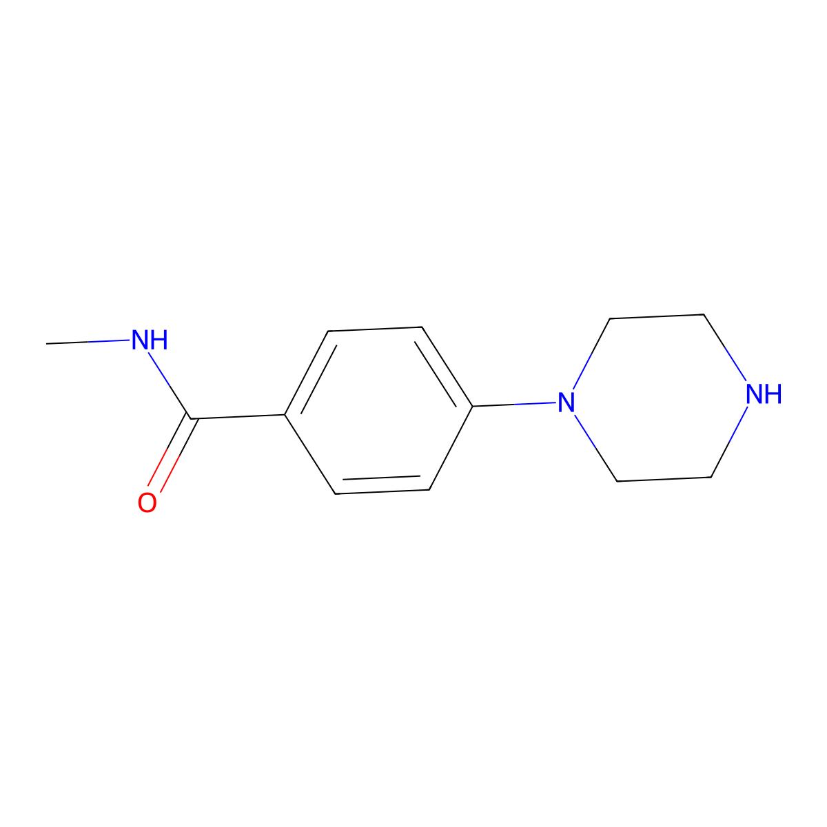 N-methyl-4-(piperazin-1-yl)benzamide molecular structure, CAS 1018569-94-2