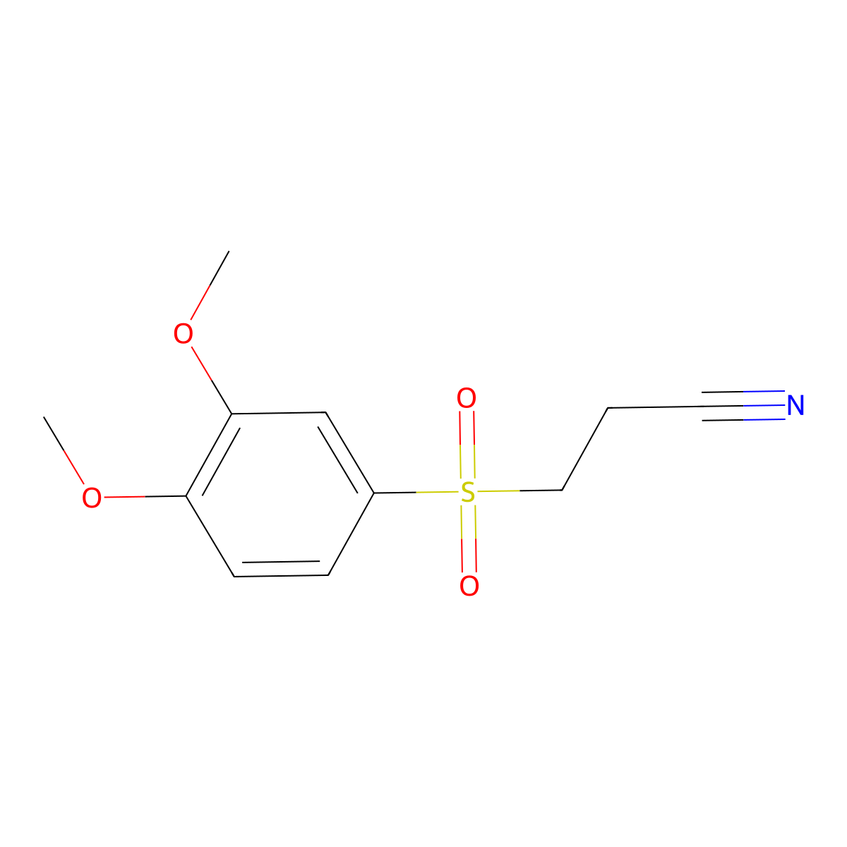 3-((3,4-Dimethoxyphenyl)sulfonyl)propanenitrile molecular structure, CAS 1018571-04-4