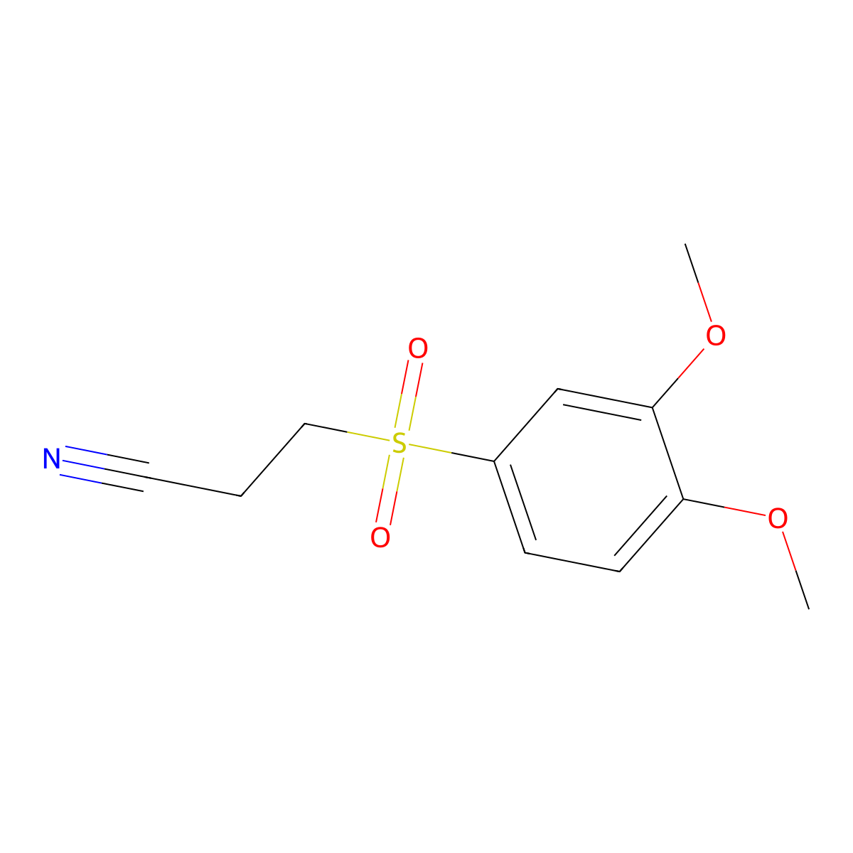 3-((3,4-Dimethoxyphenyl)sulfonyl)propanenitrile molecular structure, CAS 1018571-04-4