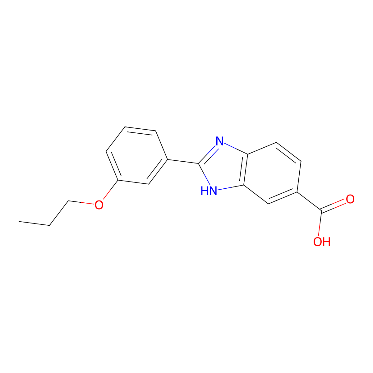 2-(3-propoxyphenyl)-1H-1,3-benzodiazole-5-carboxylic acid molecular structure, CAS 1018571-24-8