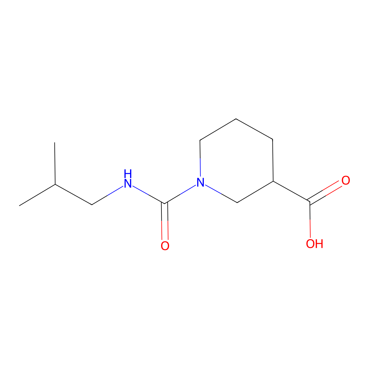 1-[(2-Methylpropyl)carbamoyl]piperidine-3-carboxylic acid molecular structure, CAS 1018573-51-7