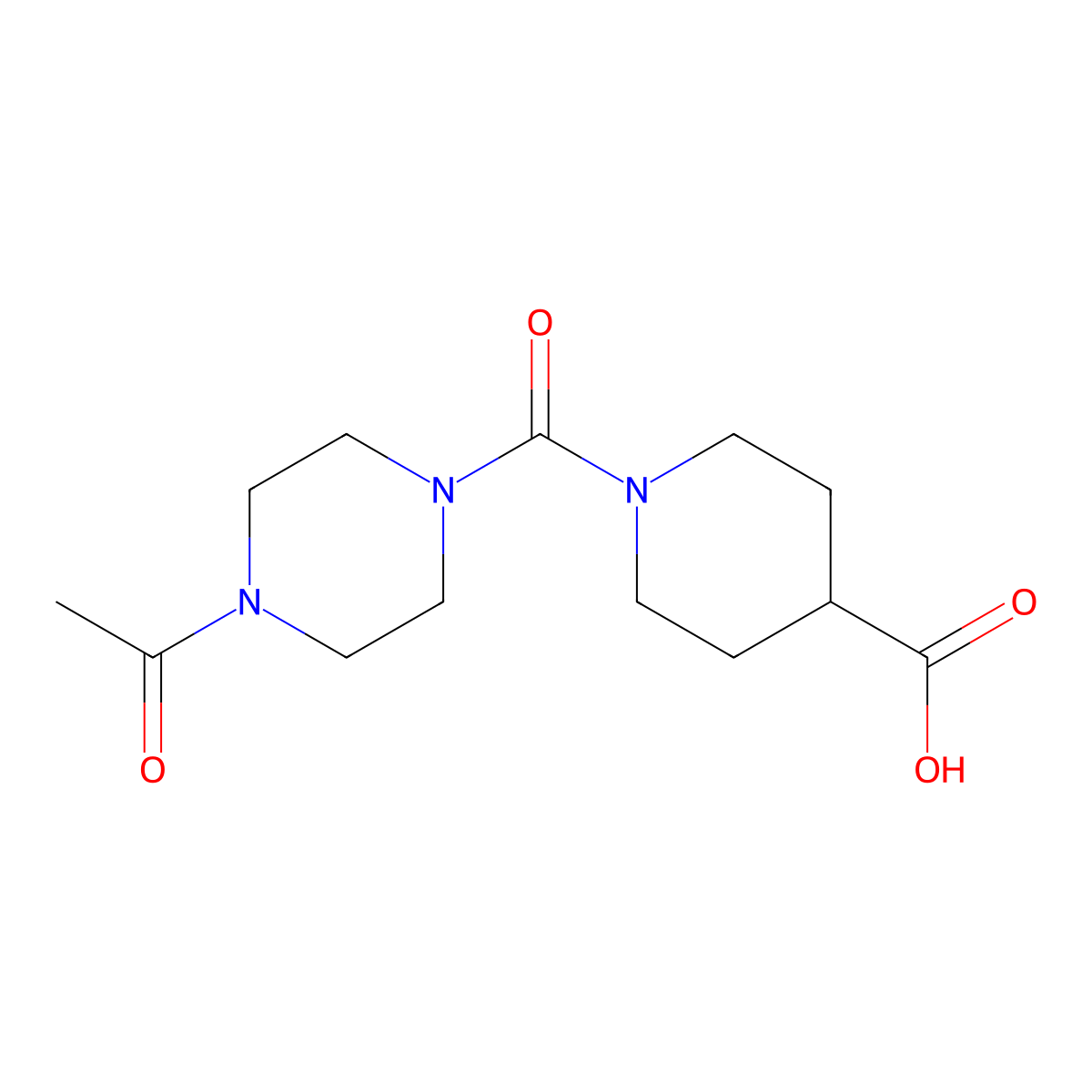 1-(4-Acetylpiperazine-1-carbonyl)piperidine-4-carboxylic acid molecular structure, CAS 1018574-35-0