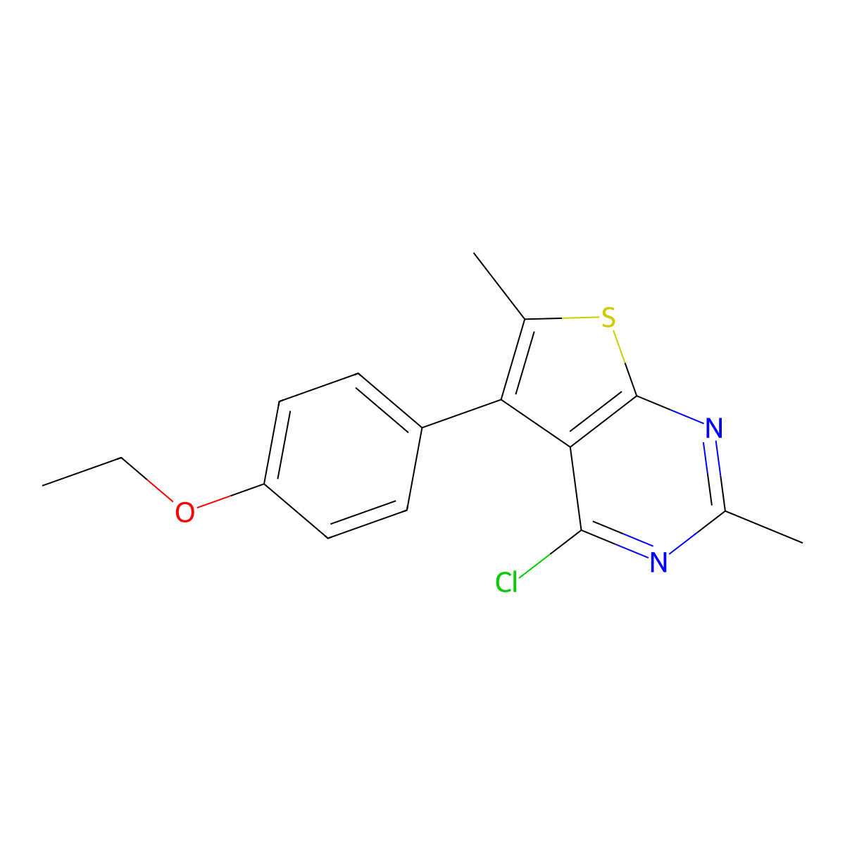 4-Chloro-5-(4-ethoxyphenyl)-2,6-dimethylthieno[2,3-d]pyrimidine molecular structure, CAS 1018575-91-1