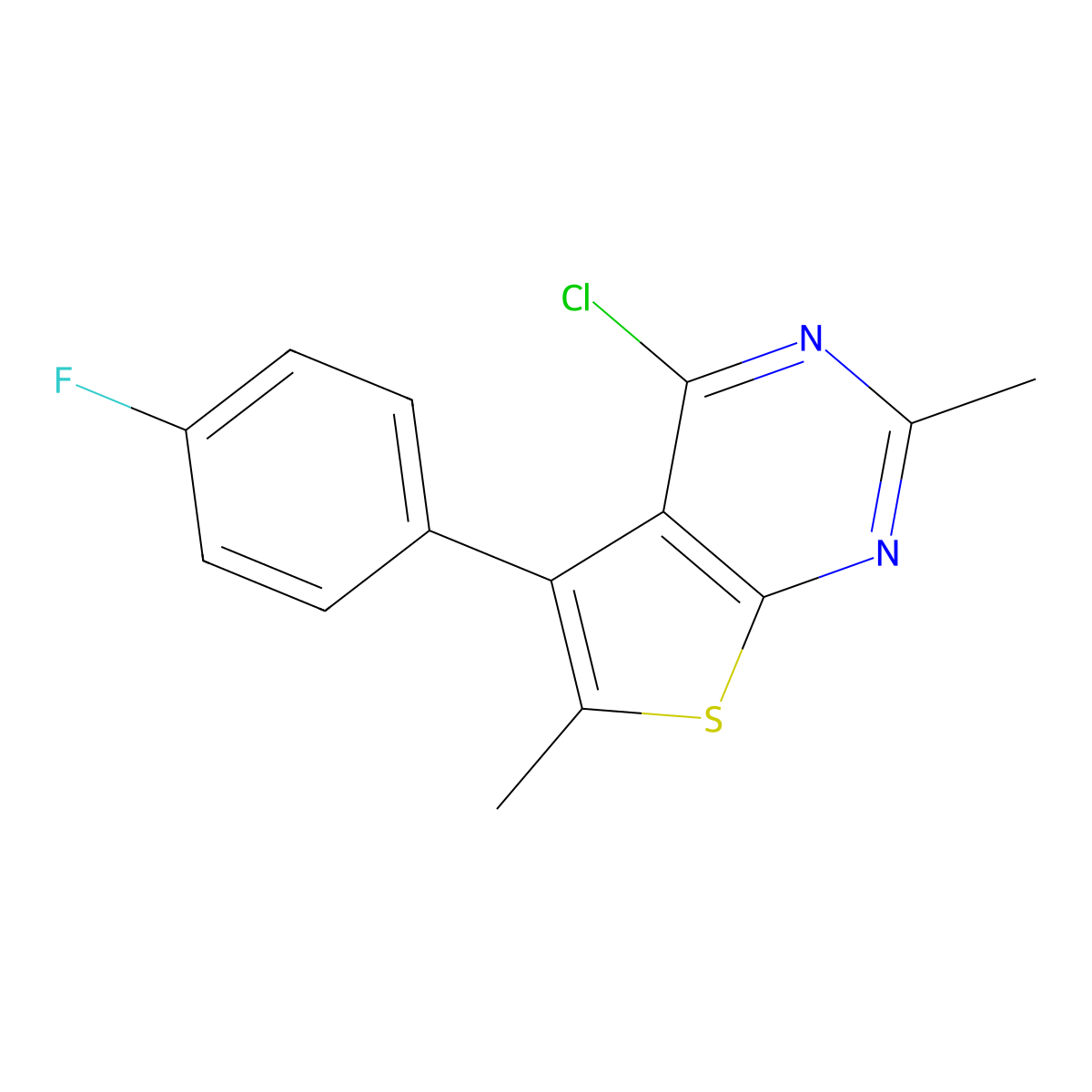 4-Chloro-5-(4-fluorophenyl)-2,6-dimethylthieno[2,3-d]pyrimidine molecular structure, CAS 1018576-00-5