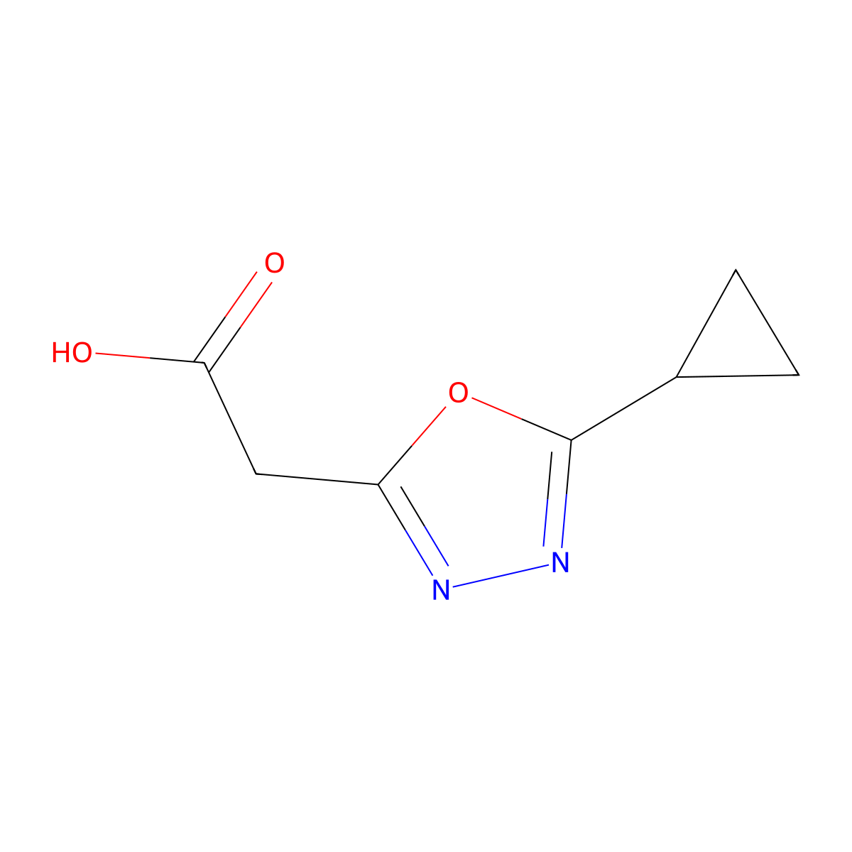 2-(5-Cyclopropyl-1,3,4-oxadiazol-2-yl)acetic acid molecular structure, CAS 1018578-82-9